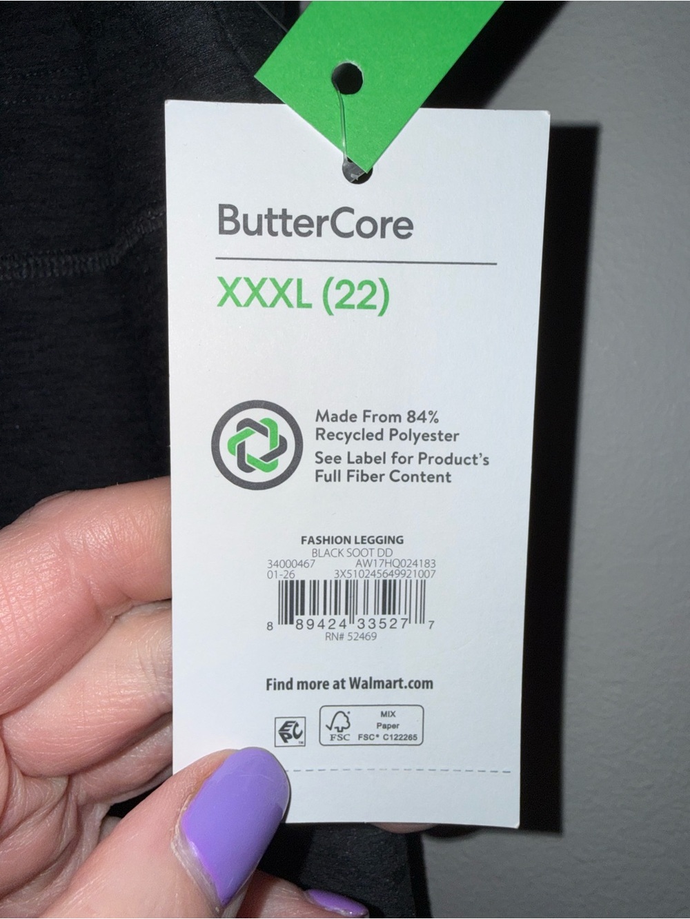Athletic Works Women’s Black Charcoal Buttercore Leggings XXXL (22) - Picture 3 of 4